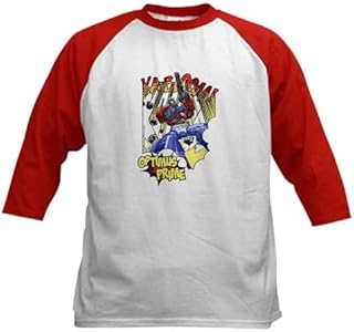 CafePress Optimus Pime Action Baseball Jersey Kids Cotton Baseball Jersey, 3/4 Raglan Sleeve Shirt Red/White