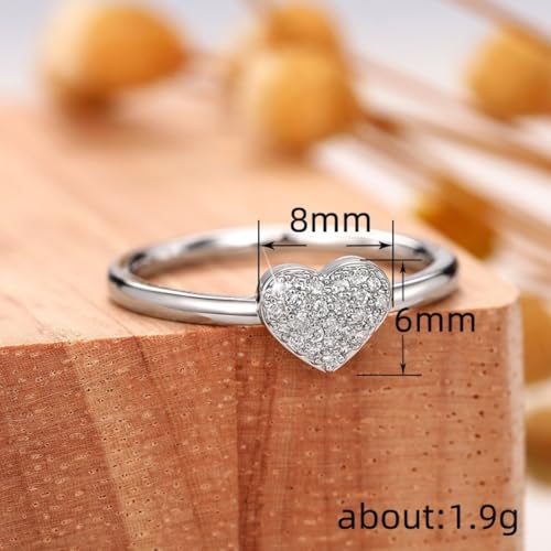 Cubic Zirconia Statement Ring Heart Personalized Accessory Ideal for Women's Daily Casual Wear Party Holiday Anniversary Love Jewelry Gift4