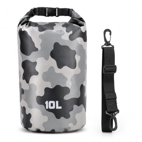 Image of Waterproof Dry Bag with Phone Case, 2L /3L /5L /10L /15L /20L /30L, Floating and Lightweight Bags for Kayaking Rafting Boating River Trekking-Multi Color (10 Liter Grey)