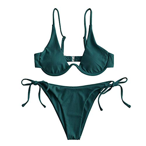 ZAFUL Damen Zweiteiliger Bügel Bikini-Set, Leopardenmuster Criss Cross...