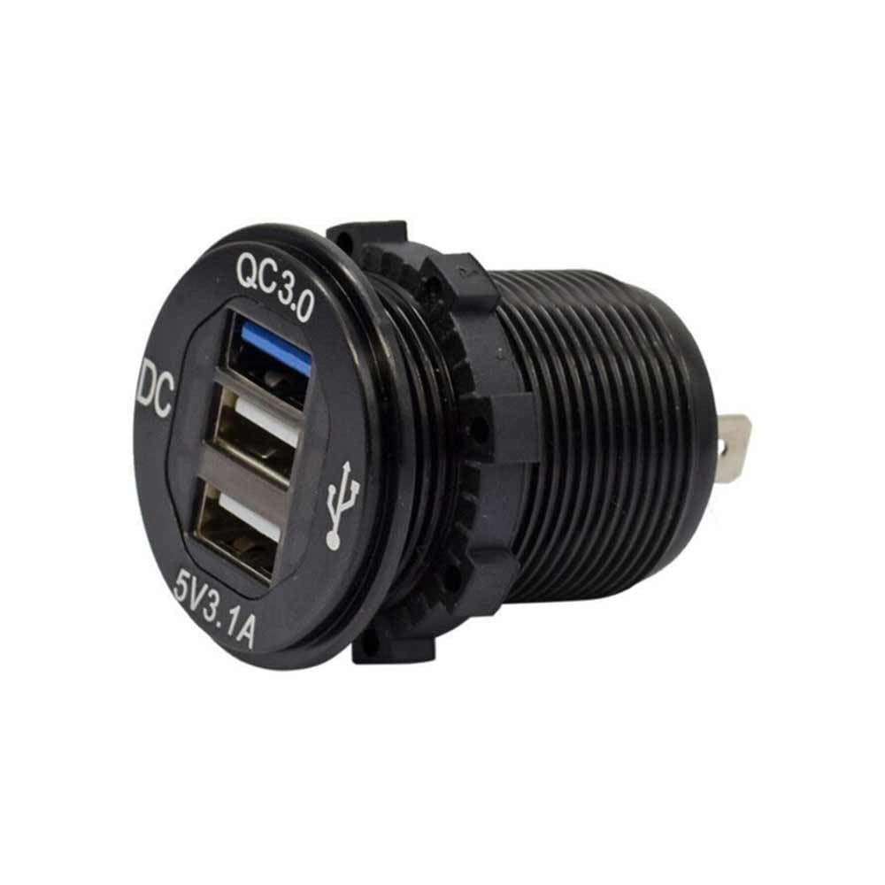 Car Charger Socket 24V Triple Port QC3.0+PD Flash Charging Plug Fast Charging Socket for Marine Truck Motorcycle Car etc