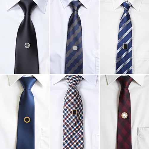 6 Pcs Tie Tack for Men Copper Tack Clutch with Chain Tie Clip Suit Accessories Regular Tie Chain Necktie Lapel Pins for Business Hat Wedding Birthday4