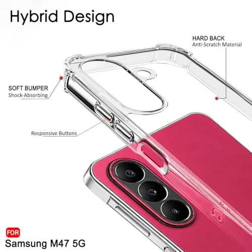 Image of TheGiftKart Crystal Clear Back Cover Case for Samsung Galaxy M47 5G | 360 Degree Protection | Shock Proof Design | Transparent Back Cover Case for Samsung Galaxy M47 5G (PC & TPU, Transparent Bumper)