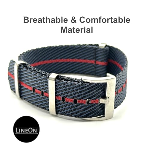 Image of Lineon 20mm & 22mm Stainless Steel 304 Buckle & loop Nylon Vintage Style NATO Watch Strap ONE WAY NATO Nylon STRAP Imported Quality With Pins and Pin Remover Tool (Include)
