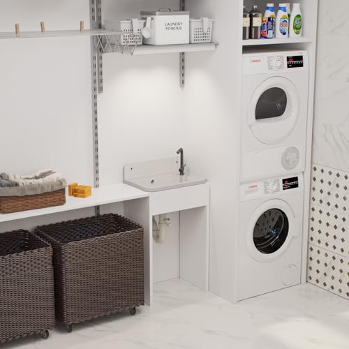 Ausgussbecken Waschbecken Spülbecken Waschpüle Waschtrog draußen Garten Garage Keller Werkstatt Weiß