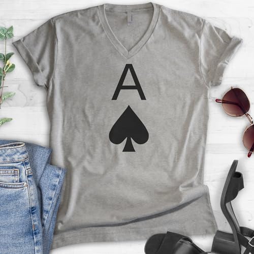 EVERTREE CLOTHING Ace of Spades V-Neck T-Shirt, Unisex Women's Men's Vneck, Cute Ace T-Shirt, Cards Shirt, Poker Shirt2