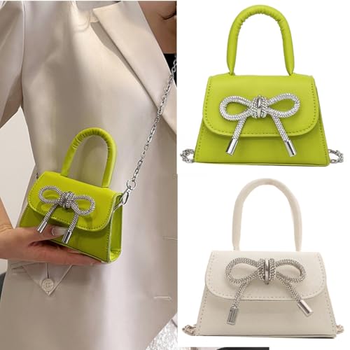 Creative Bowknot Decorated Small Handbag Crossbody Purse Fashionable PU Leather Square Shoulder Bag for Women2