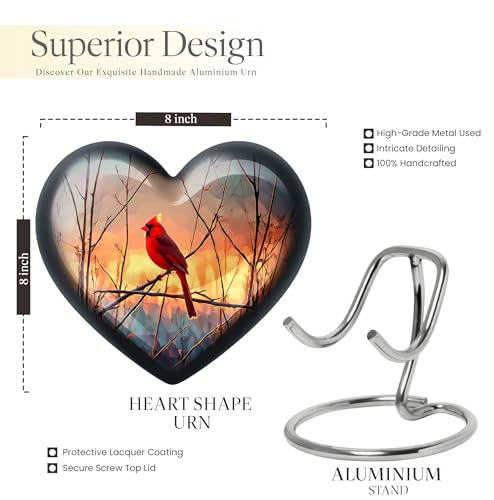 Image of Cardinal Bird Urn - Large Cremation Urn - Keepsake Urns for Human Ashes Adult Man - Decorative Urns - Combo of 8 Inch & 3 Inch