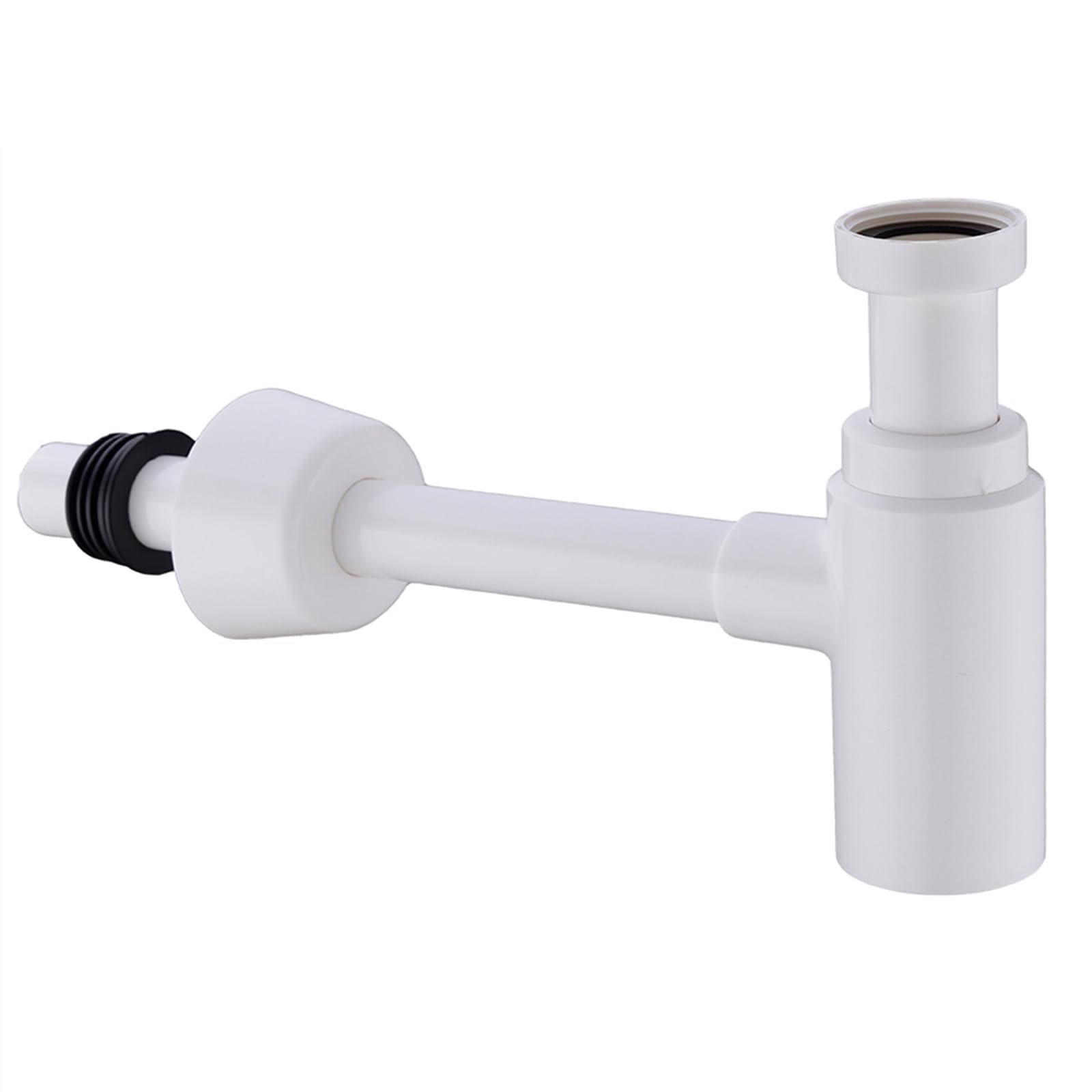 Sifón para Fregadero Trampa for Botellas Sifón Redondo ABS Plástico Baño Tocador Lavabo Tubería Residuos Desagüe emergente Blanco con desbordamiento.