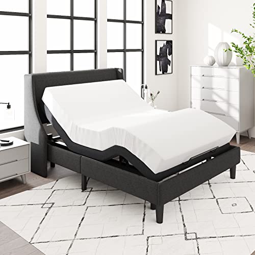 Allewie Queen Adjustable Bed Base Frame With New Generation Motor, Wireless Remote, Head And Foot Incline, Intelligent Sleep Aid, Zero-Gravity, High Weight Capacity, Easy Self-Assembly, Upholstered #TOP1