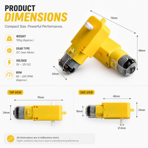 Image of 300 RPM BO Motor and Wheel Combo (4 Motors + 4 Wheels), Dual Shaft Gear Motors for Robotics and Educational Projects