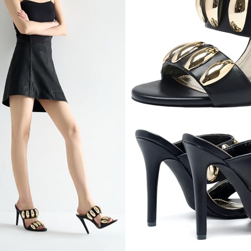 Image of Women's Pearl Open-Toe Sparkly 4.3IN Stiletto Heels Sandals Nightclub Party Wedding Shoes