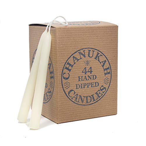 Bluecorn Beeswax 100% Pure Beeswax Chanukah Candles (44 Hand Dipped Candles Per Bag)(Ivory)