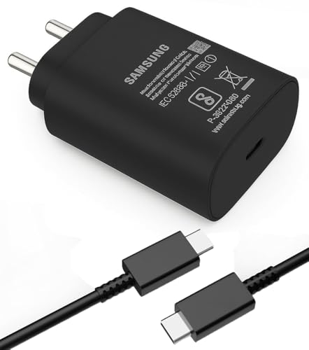 Image of Samsung Original 25W Superfast Charger with USB-C Cable | Type-C Adapter Compatible for Samsung Galaxy S /A /M /F /Z Series /S25 /S24 /S23 /S22Ultra /S21 /21FE /S20 /Note /M54 /M53 5G /M33 /M23 /A34 /A54 5G (Black)