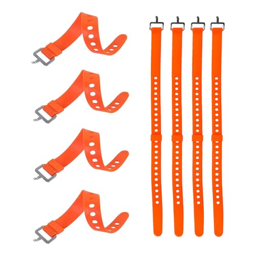4pcs Heavy Duty rubber straps 50cm with Buckle Quick Release Adjustable Tie Down Tension Strap Alternative for Securing Bikes Ski Fixing Cargo Camping Lashing Surfboard Outdoor Lashing Gear Orange