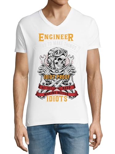 T-shirt humour ingénieur coton blanc : fini le stress des réunions techniques