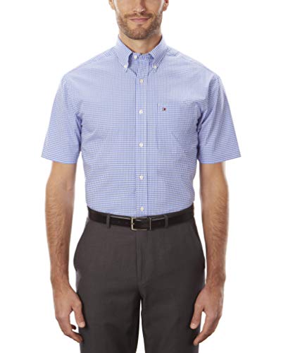 Tommy Hilfiger Men's Short Sleeve Button-Down Shirt, Royal, 16.5" Neck Tommy Hilfiger Men's Short Sleeve Button-Down Shirt, Royal, 16.5" Neck