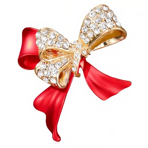 Image of Red Rose Brooch for Women - Elegant Costume Jewelry Pin for Dresses, Hats & Scarves