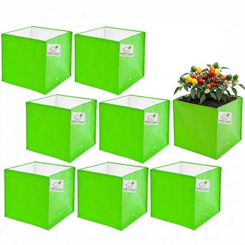 Image of Heavy Duty 260 GSM HDPE Pyramid Grow Bags 10x10x10 Inch, UV Protected Green Planting Bags for Terrace Kitchen Gardening Pack of 8