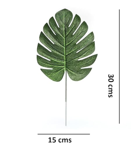 Image of SPHINX Artificial Pine,Cedar,Cypress,Conifer,Eucalyptus Stems /Needles- Faux Greenery Home Decor,Festivals,Trousseau,Gift Packing,Baskets,DIY Crafts & Celebrations- (5, Monstera Leaves Sticks Needles)