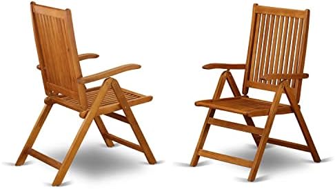 5 Position Outdoor folding arm Chair made from Solid Acacia Wood -Set of two