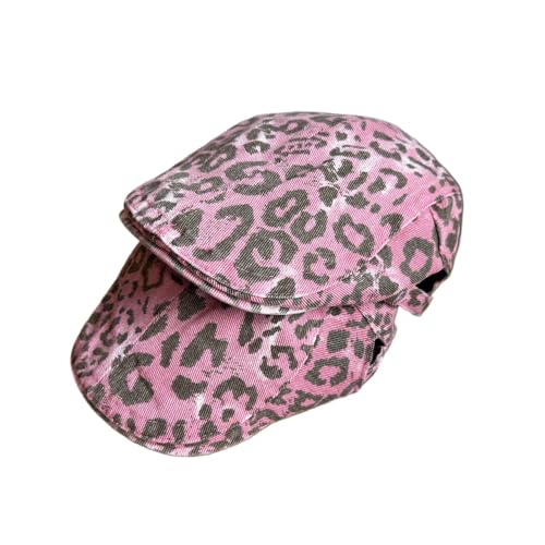 Retro and Stylish Pink Leopard Print Front Hat for Kids A Niche Y2k Headshot Around A Bailey to Make The Face Look
