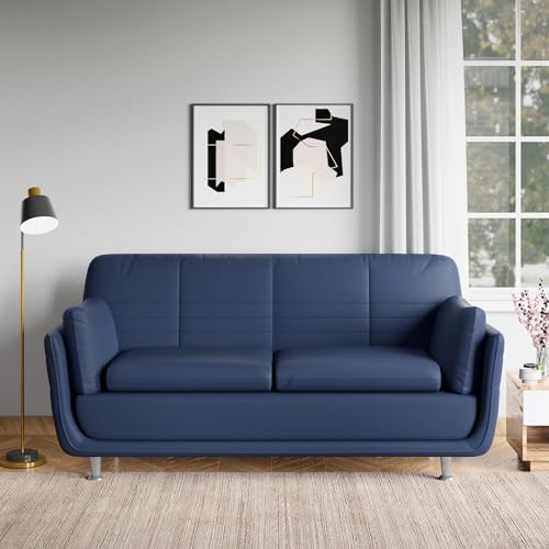Image of GODREJ INTERIO Marina Leatherette 3 Seater Sofa (Finish Color - Blue)
