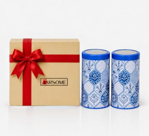 Image of Maroc Collection Airtight Kitchen Container Set| 850ML, Set of 2| Food Grade Metal Jars for Cereals, Cookies & Dry Food Storage| Vacuum Lid, Rust Resistant, Stylish Moroccan Blue Canisters
