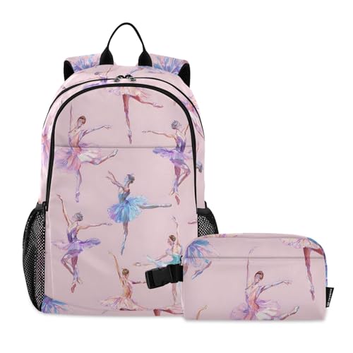 Ballet Dance Kids Backpack & Lunch Box Bag set for Boys Girls Bookbags School Bags Travel Toddler Lightweight