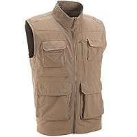 Gilet de pêche à la mouche gilet de pêche pour hommes, veste d'été décontractée, gilet d'extérieur multi-poches, avec 7 poches et 1 crochet (couleur : kaki-L