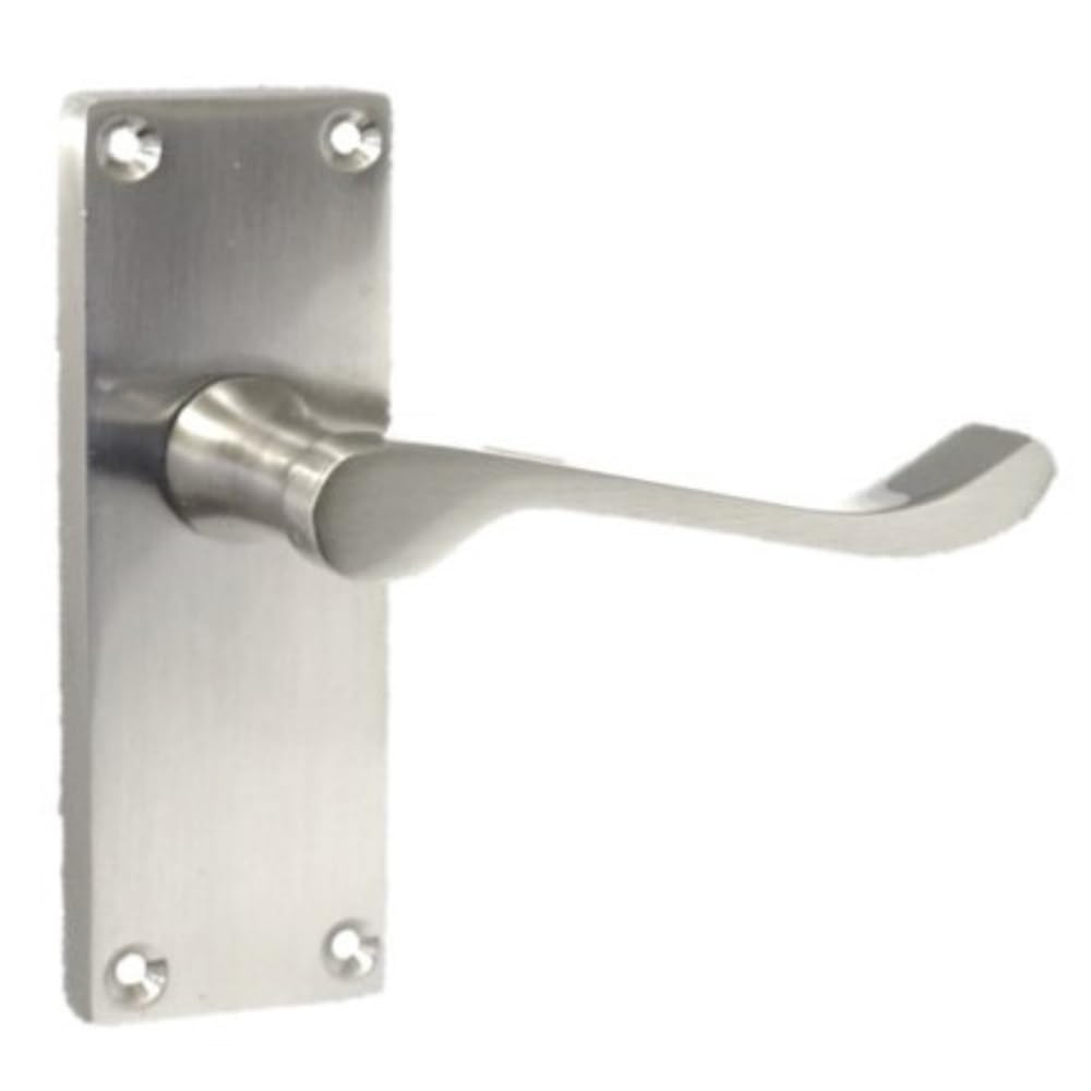 Epsom Door Handle Victorian Scroll Satin Nickel Lever Set – Backplate Design 118mm x 42mm – Includes Tubular Latch – 6 Pairs