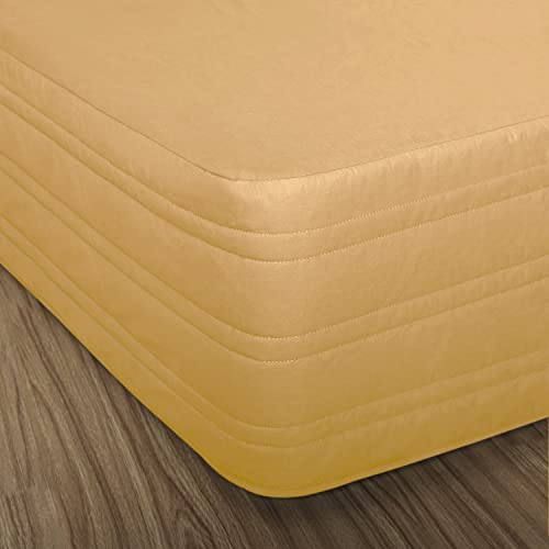Ramesses Quilted Tailored Bed Skirt With Classic 14" Length Drop For Bedroom- Polyester Blended Thick Bed Skirt- Sagging Sense Enhanced，Anti-Wrinkle, Fade Resistant Dust Ruffle (Yellow, Queen) #TOP2