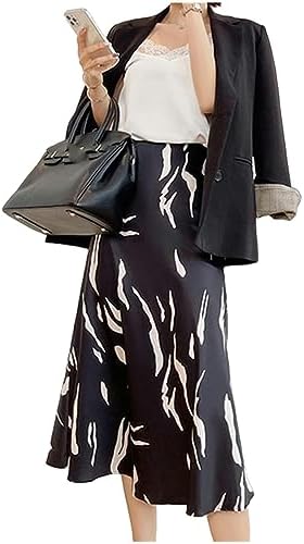 Long Skirt Elegant Organza Patchwork Satin Skirt Femaletemperament Midi