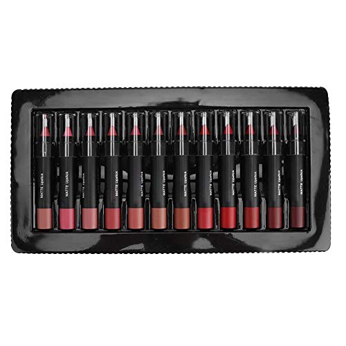 Set de pintalabios, 12pcs/set Set de maquillaje de labios duradero mate profesional de larga duraci�n, sin pigmento desvanecido, brillo de labios s�per brillante, kits de regalo cosm�tico
