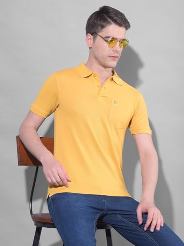 Image of Dollar Men's Pack of 1 Solid Cotton Blend Polo Neck T-Shirt