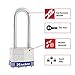 Master Lock Silver Outdoor Keyed-Alike Padlocks with Keys, Extra Long Shackle Lock for Gate, Fence, Shed, or Other Equipment, 3 Pack, 1TRILJ