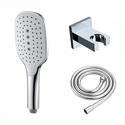 Set de regadera portátil blanca cromo con manguera 1.5 m