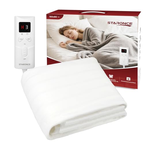 Manta Electrica 150x80 cm, Calefacción de 10 Niveles, Lavable a Máquina, Apagado Automático y Protección de Sobrecarga, Manta Térmica para Cama Individual, Sofá, Oficina, Colchón