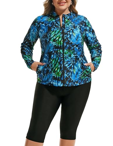 Hanna Nikole Women 3 Pieces Plus Size Rash Guard Swimwear Sun Protection Surfing Bathing Suits Long Sleeve Swimsuits2