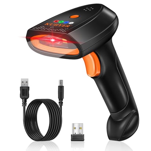KUIIYER Bluetooth Barcode Scanner, Wireless 2D QR 1D Bar Code Scanners with LED Lights Display & AI...