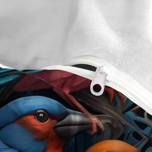 Housse de couette double oiseaux imprimé 3D en microfibre 200x200cm pour lit enfant