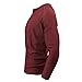 Men's Long Sleeve Pullover Shirt Solid Color Henleys T-Shirt Single Button Placket Plain V Neck Shirts Fall Tops (Wine Red,Medium)