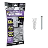 TOGGLER SnapSkru SPM Mini Self-Drilling Drywall Anchor with Screws, Glass-Filled Nylon, Made in US, For #6 to #8 Fastener Sizes (Pack of 25)