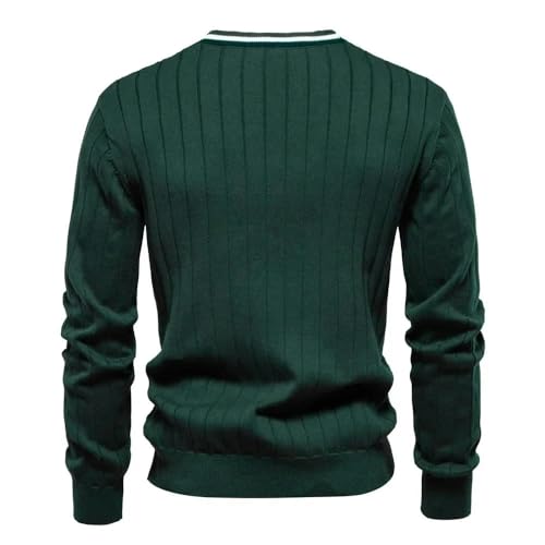 Pull d'automne chic pour hommes avec tricot de qualité et col en V structuré - 2