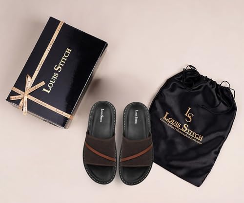 Image of LOUIS STITCH Comfortable Men's Sandals | Lightweight Casual Stylish Slip-On Slides Sandals| Everyday Wear Sandals with PU Cushion Sole | LSOF-21