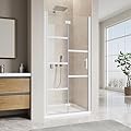 UCALAFEE Shower Door 29.5-31 in. W x 72 in. H, Bifold Shower Door with 1/4" (6mm) Clear SGCC Tempered Glass. Semi-Frameless Folding Bathroom Doors for Walk in Shower, Easy to Clean, Matte White