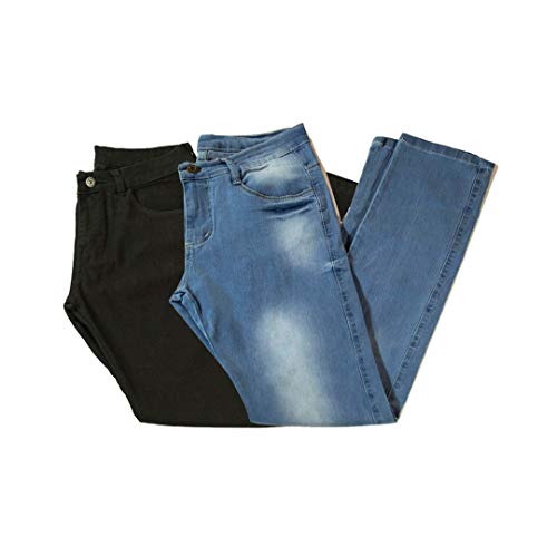 Kit 2 Calças Jeans Masculina Sandro Clothing Preta e Azul Claro (42)