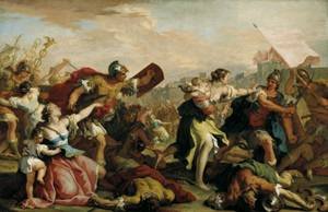Peinture à l'huile d'une bataille historique : l'émotion de Ricci