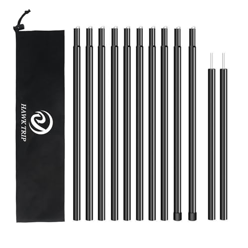 Camping Tarp Poles Tent Poles Adjustable for Tarp Canopy Awning Beach Shade (Dia 0.6