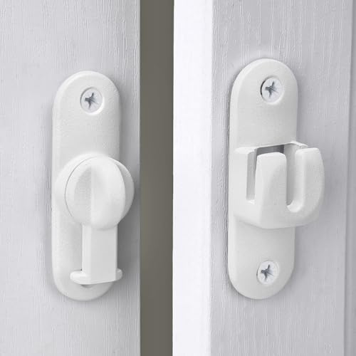 Image of INIRET 2 Packs Matte White Barn Door Latches,90 /180 Degree Gate Lock,Zinc Alloy Right Angle Door Lock Latch,Flip Gate Latches Hardware,Door Security Door Latch Lock for Cabinets,Bathroom,Barn Door